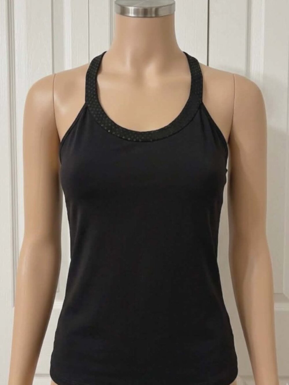 Clara Sunwoo Black High Neck Tank Top Textured Embellished Trim Size M